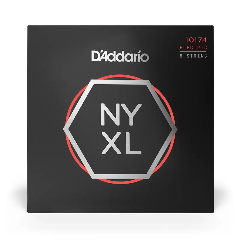 Crafted D'Addario NYXL 1074 Nickel Wound 8-String Light Top / Heavy Bottom Electric Guitar Strings (10-74)
