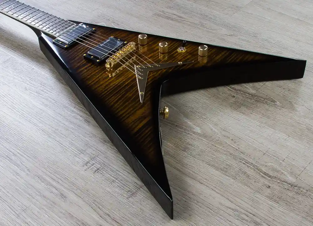 Free Delivery Dean Guitars Dave Mustaine V Limited Edition Electric Guitar (Tiger Eye) with Case