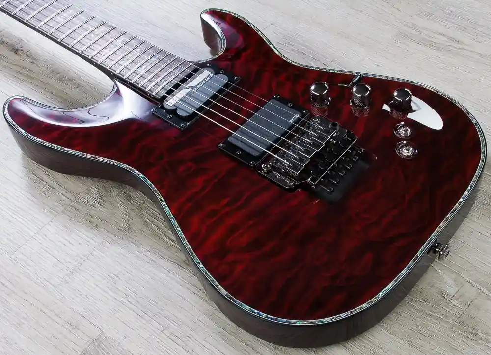 Schecter Hellraiser C-1 FR-S Electric Guitar, Floyd Rose, Sustainiac - Black Cherry Handmade
