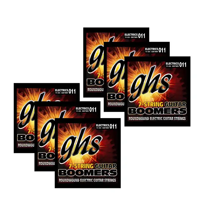 6-Pack GHS Strings GB7MH Boomers 7-String Medium Heavy Electric Guitar Strings (11-64) Final Sale