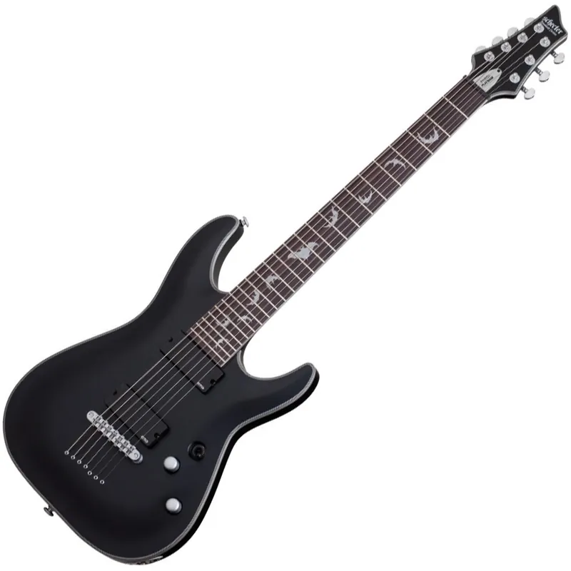 Latest Schecter Damien Platinum-7 7-String Electric Guitar in Satin Black Finish with EMG Pickups