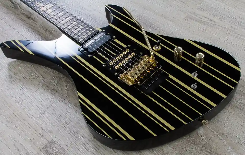 Schecter Synyster Custom-S Synyster Gates Signature Electric Guitar Black and Gold Pinstripe Finish w/ Sustainiac System Clearance
