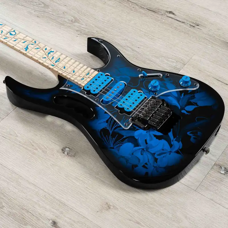 Fast Shipping Ibanez Steve Vai Signature JEM77P Premium JEM Guitar, Blue Floral Pattern