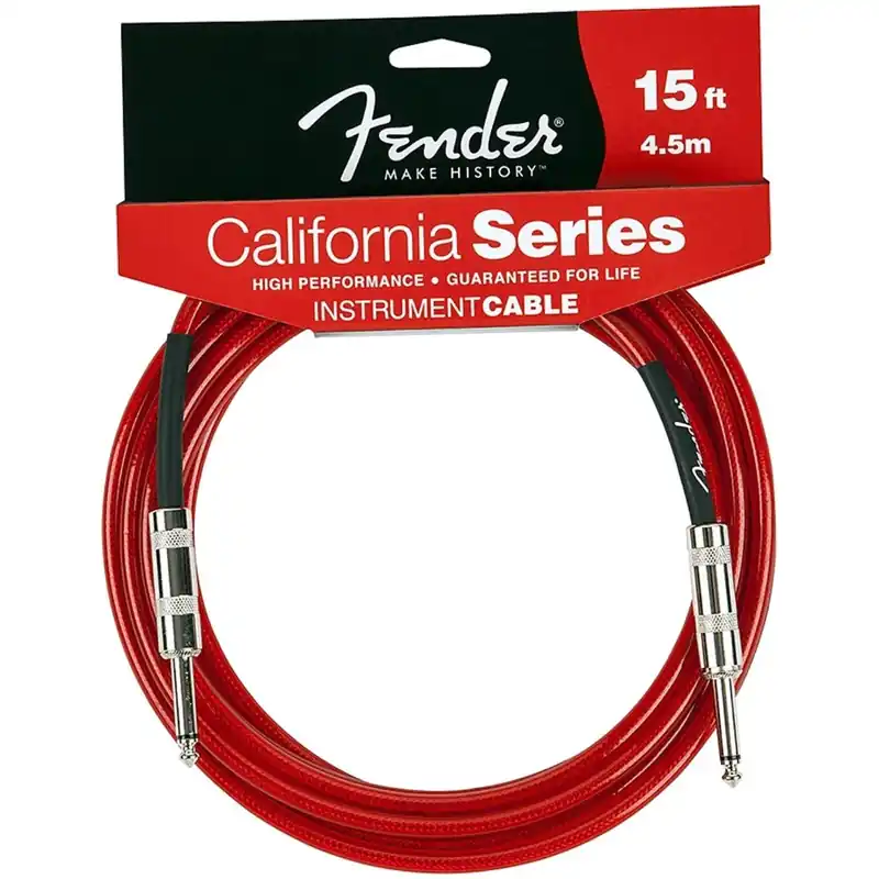 Fender California FGC-15R Instrument Guitar Bass or Keyboard Cable 15' Candy Apple Red Fan Favorite