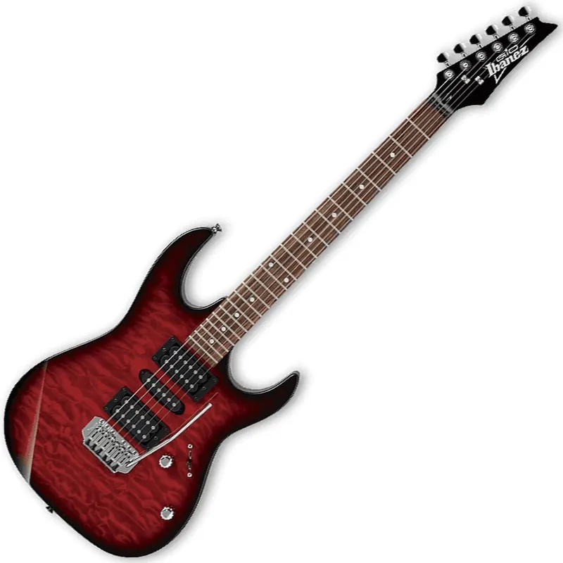 Same Day Shipping Ibanez GRX70QA TRB Gio Series Electric Guitar Hum-Single-Hum and Tremolo in Transparent Red Burst Finish