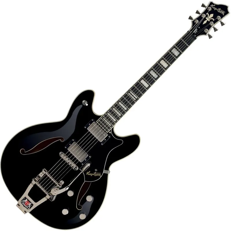 Hagstrom Tremar Viking Deluxe Semi-Hollow Electric Guitar Black Finish with Tremolo High Quality