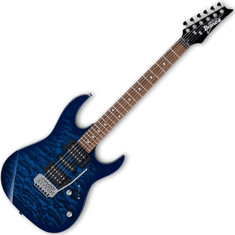 Ibanez GRX70QA TBB Gio Series Electric Guitar Hum-Single-Hum and Tremolo in Transparent Blue Burst Finish Genuine
