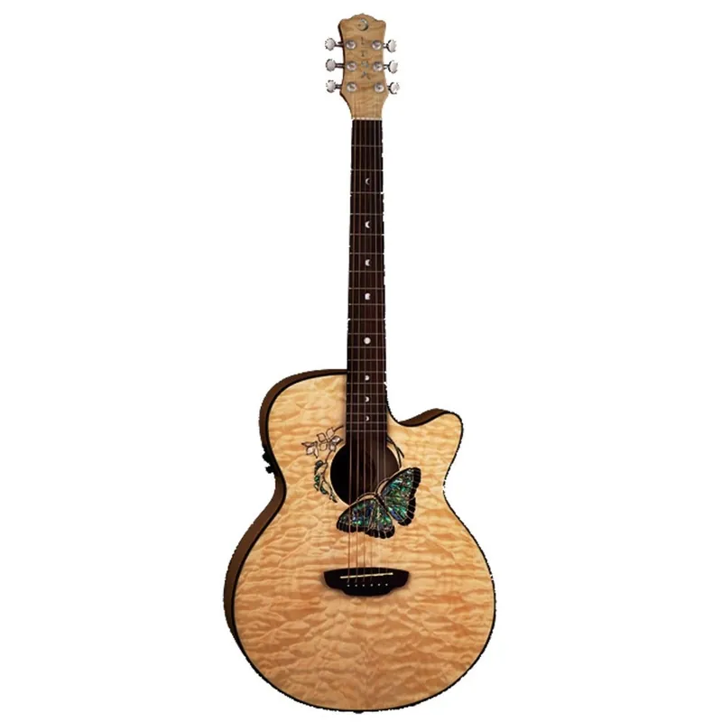 Weekend Sale Luna FAU BTFLY Fauna Series Butterfly Acoustic-Electric Guitar