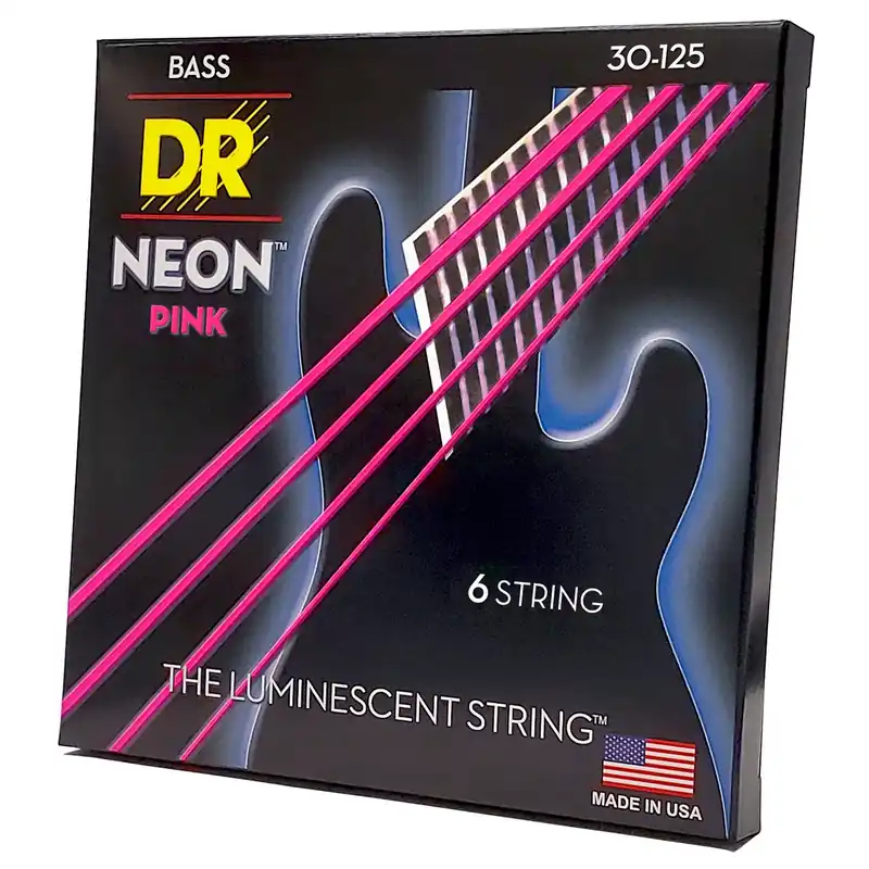 Warranty Included DR Strings Hi-Def Neon Pink Colored Bass Strings: 6-String Medium 30-125