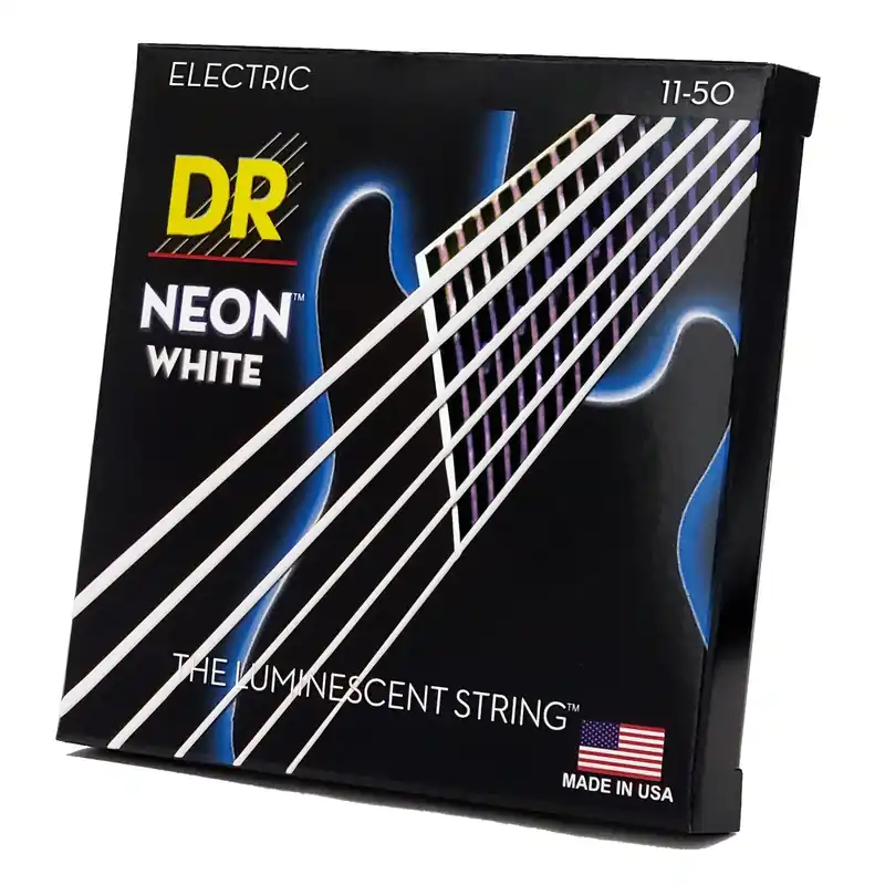 Best Seller DR Strings Hi-Def Neon White Colored Electric Guitar Strings: Heavy 11-50