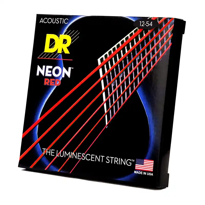 Time-Limited DR Strings Hi-Def Neon Red Colored Acoustic Guitar Strings: Light 12-54