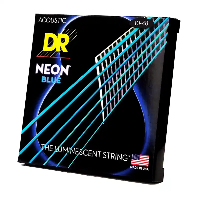 Seasonal Sale DR Strings Hi-Def Neon Blue Colored Acoustic Guitar Strings: Extra Light 10-48