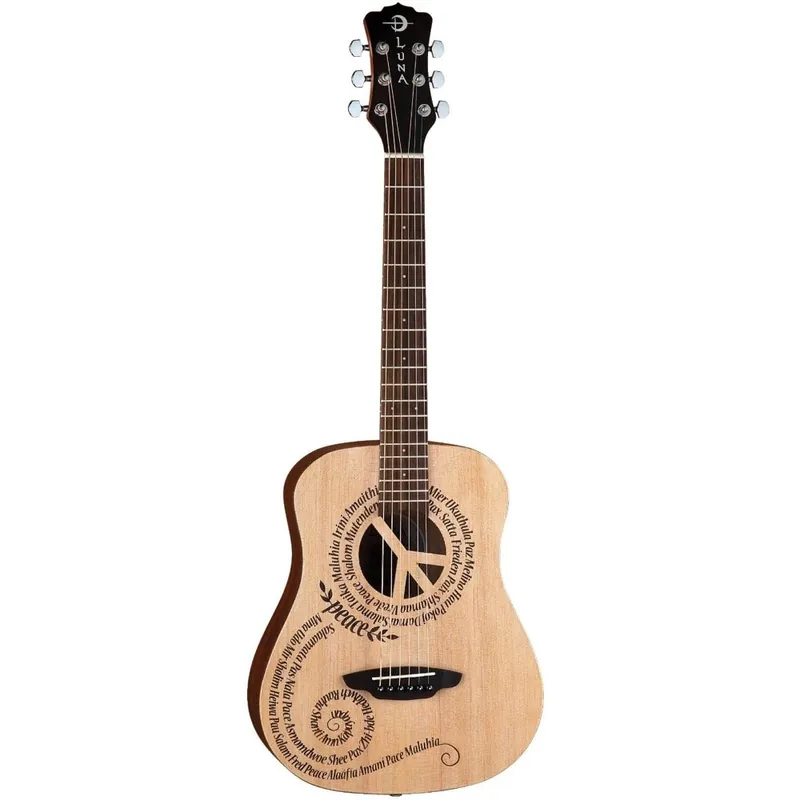 Luna Safari Series Peace Travel-Size Dreadnought Acoustic Guitar Sale