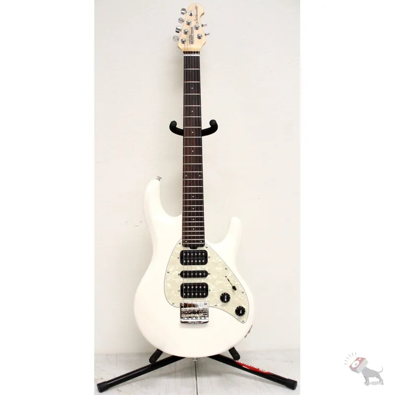 Certified Ernie Ball Music Man Silhouette 6-String Electric Guitar Hardtail HSH Vintage White Pearl + Case