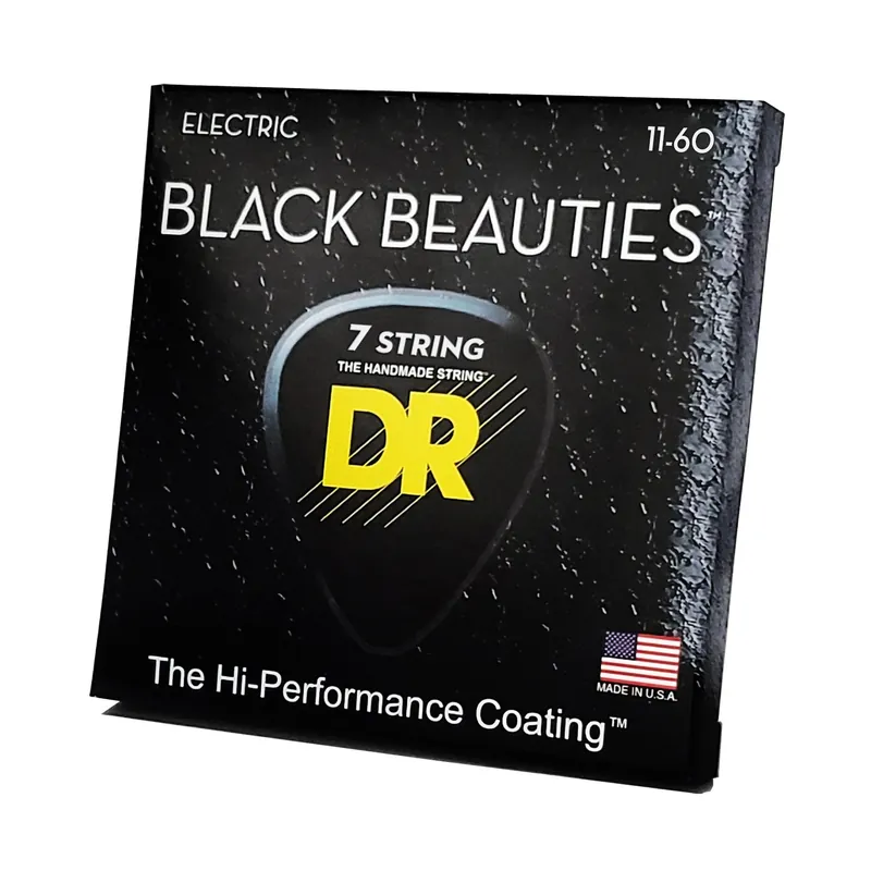 Deal DR Strings Black Beauties Black Colored Electric Guitar Strings: 7-String Heavy 11-60