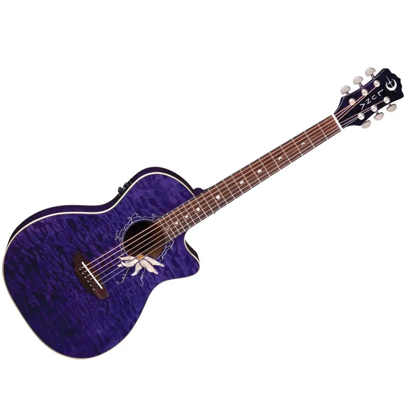Luna Flo PF QM Flora Series Passionflower Acoustic-Electric Guitar Holiday Sale