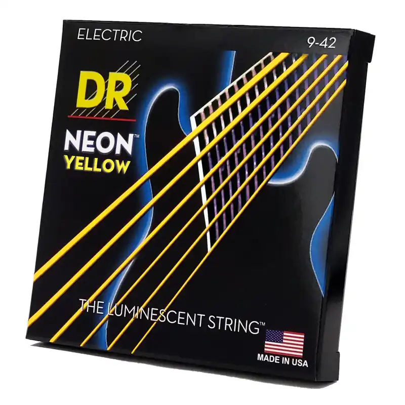 Time-Limited DR Strings Hi-Def Neon Yellow Colored Electric Guitar Strings: Light 9-42