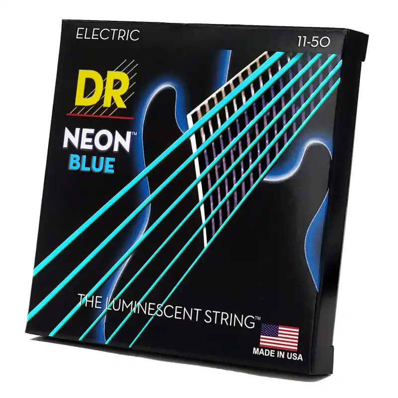 Today Only DR Strings Hi-Def Neon Blue Colored Electric Guitar Strings: Heavy 11-50