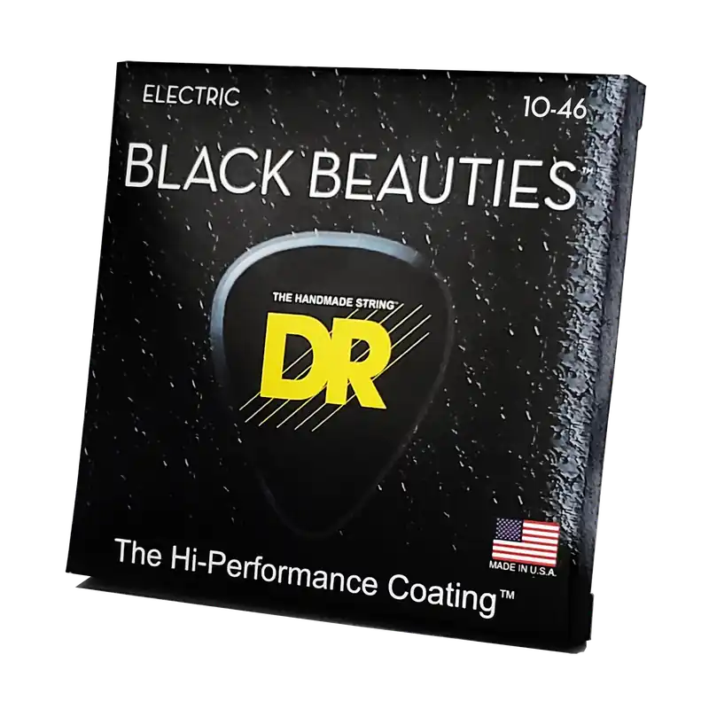 Handmade DR Strings Black Beauties Black Colored Electric Guitar Strings: Medium 10-46
