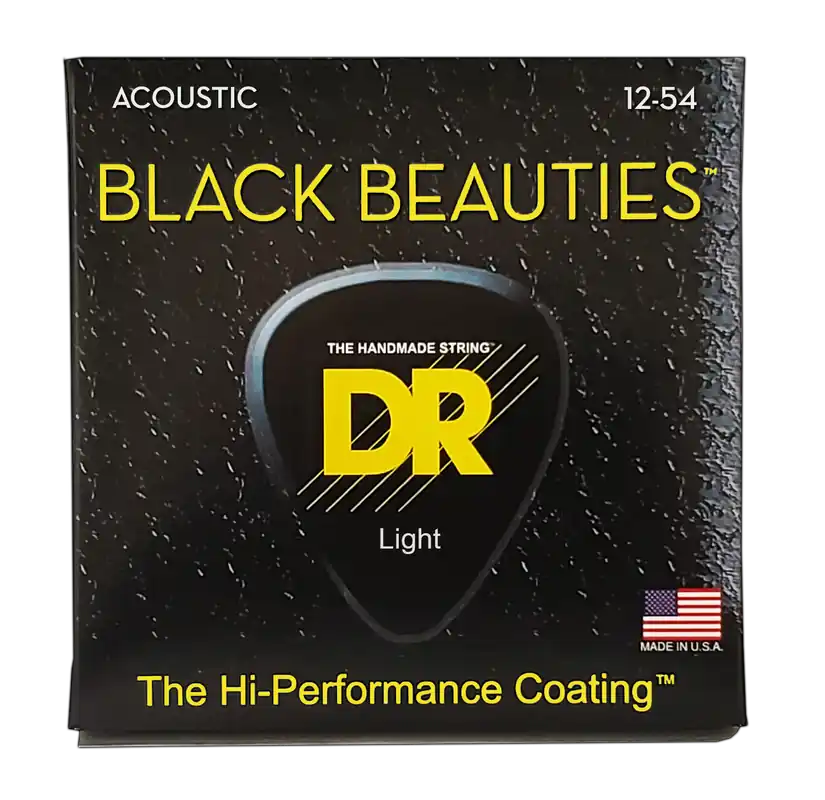 DR Strings Black Beauties Black Colored Acoustic Guitar Strings: Light 12-54 Brand New