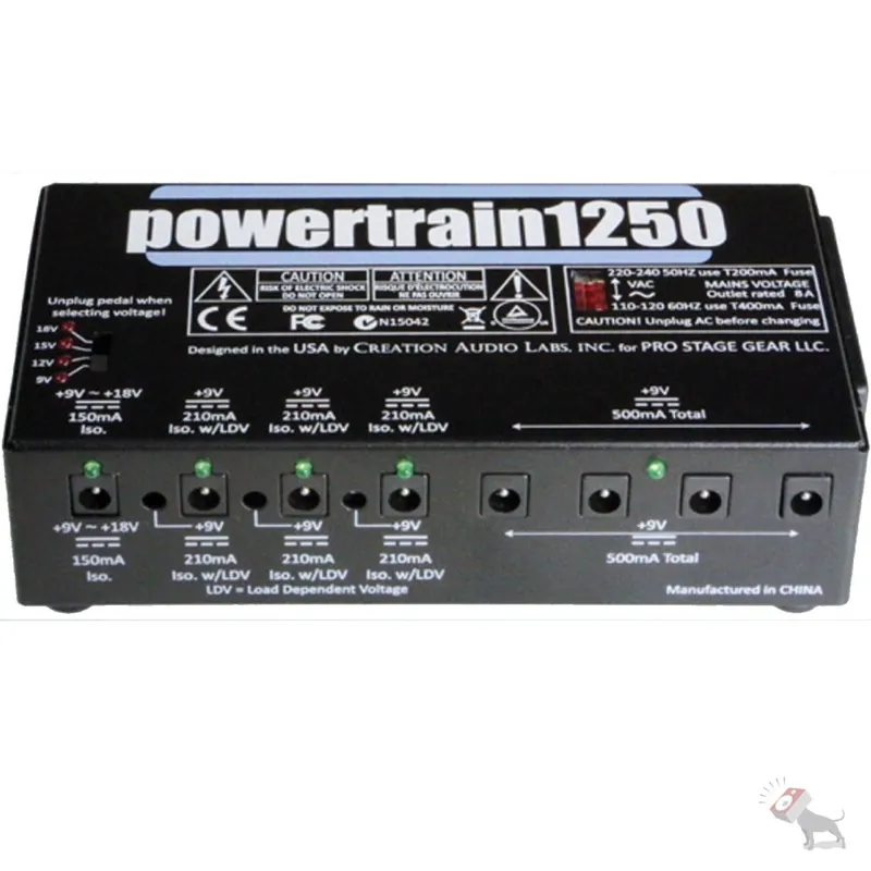 Pedaltrain Powertrain 1250 Pedal Board 9 Volt Multi Power Supply for Effects Pedals Free Returns