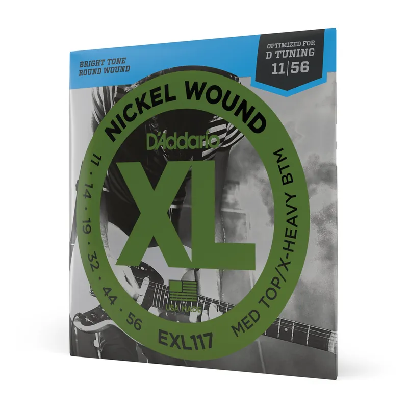 5 Sets Pack of D'Addario EXL117 11-56 Electric Guitar Strings Drop D Tuning Professional Grade