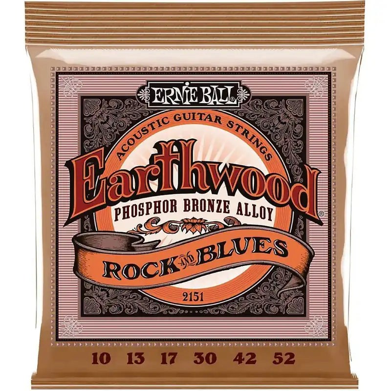 Popular Ernie Ball 2151 Earthwood Phosphor Bronze Alloy Rock and Blues Acoustic Guitar Strings (10-52)
