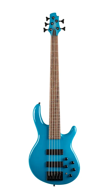 Express Delivery Cort C5DELUXECBL Artisan Series C5 Deluxe Bass Guitar (5 String). Candy Blue