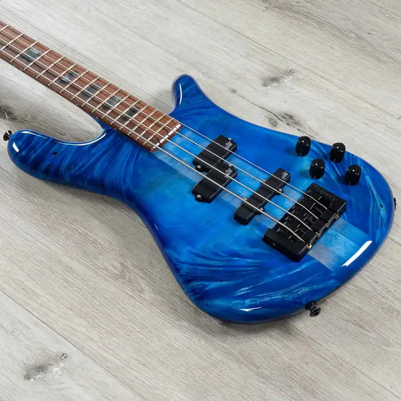 Spector USA NS-2 Bass, Pau Ferro Fingerboard, Buckeye Burl over Reclaimed Redwood, Blue Stain Same Day Shipping