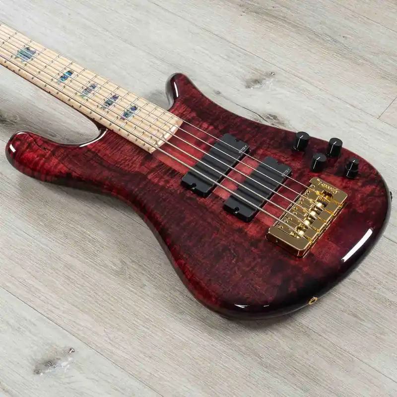 Big Sale Spector USA NS-5 5-String Bass, Birdseye Maple Fretboard, Spalted Maple Top, Black Cherry