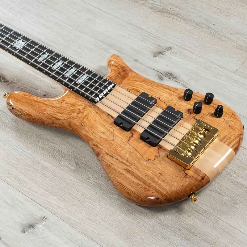 Discount Spector USA NS-5 5-String Bass, Ebony Fingerboard, Spalted Maple over Swamp Ash, Natural