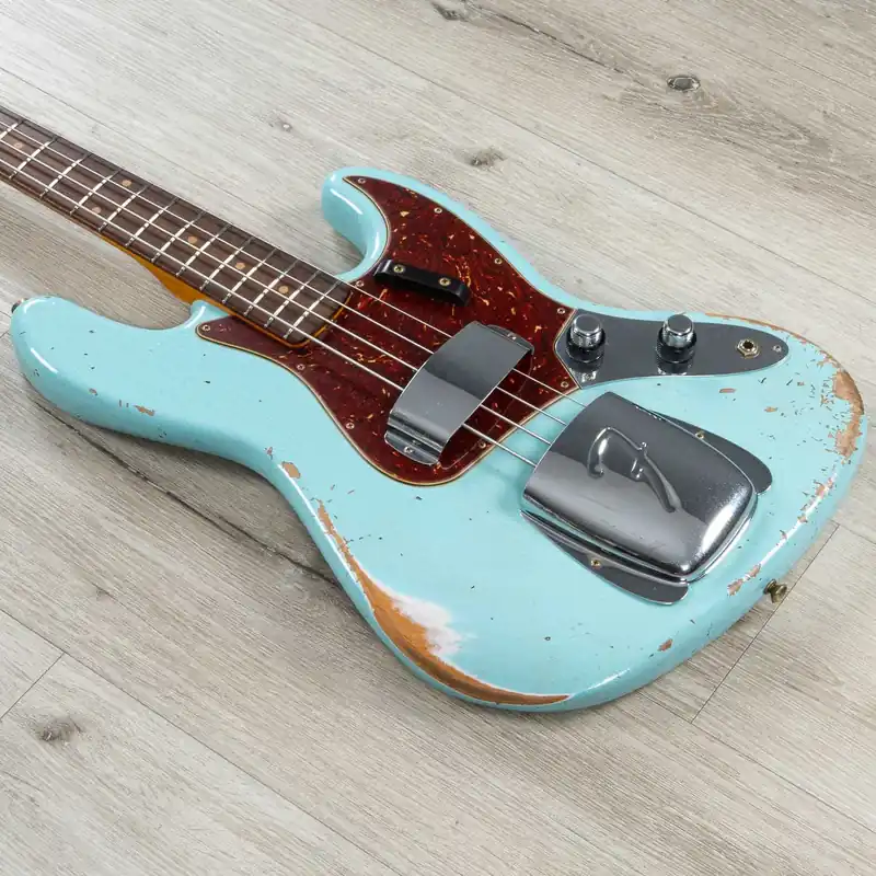 Today Only Fender Custom Shop 1961 Jazz Bass Heavy Relic, 3A Rosewood Fingerboard, Faded Aged Daphne Blue