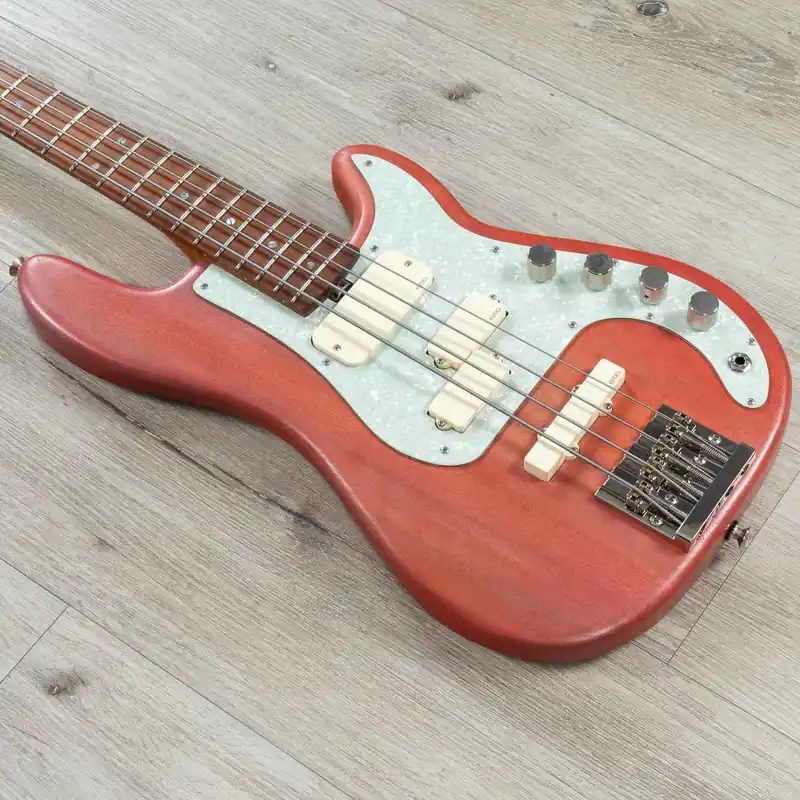 One Day Deal McGrath Thunderhorse IV Bass, Roasted Flame Maple Fretboard, EMG Pickups, Peach