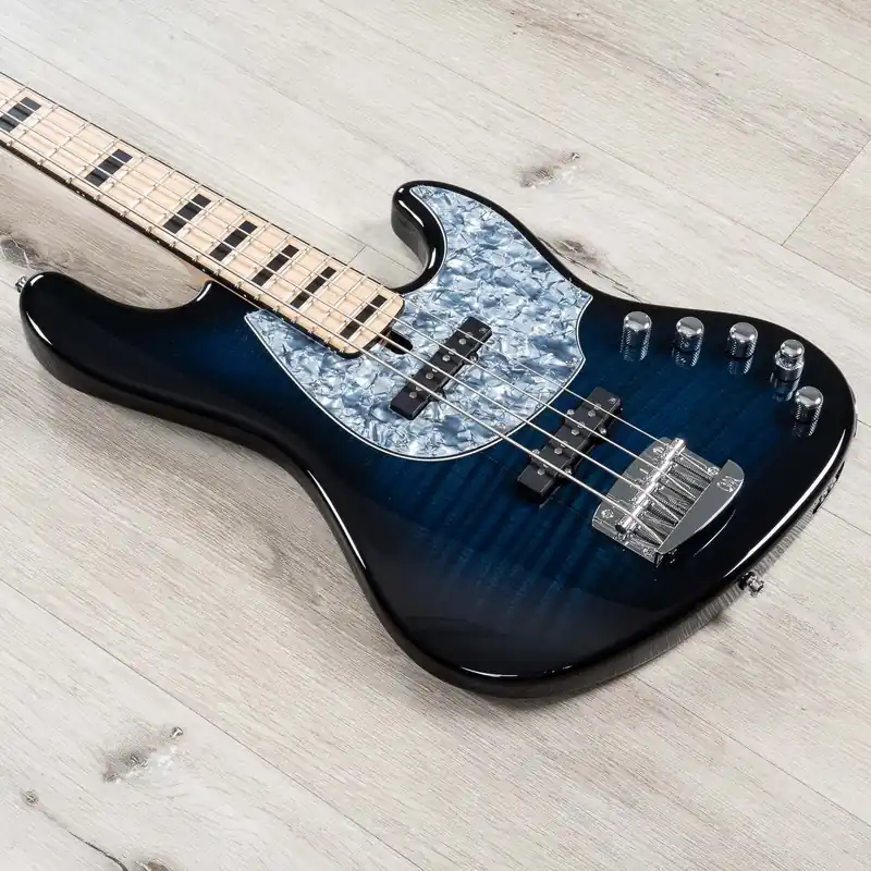 Direct From Manufacturer Mayones Jabba Classic 4 Bass, Maple Fingerboard, Trans Dirty Blue Burst Gloss