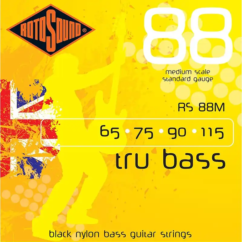 Rotosound RS88M Black Nylon Flatwound Medium Bass Guitar Strings (65-115) Weekend Sale