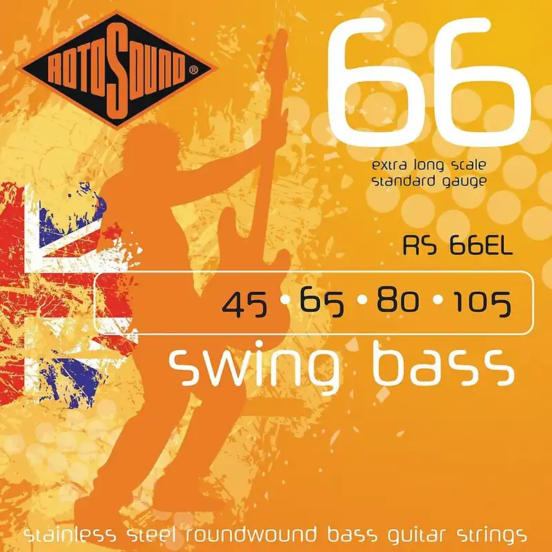 One Day Deal Rotosound RS66EL Swing Bass 66 Stainless Steel Roundwound Extra Long Scale Bass Strings (45-105)