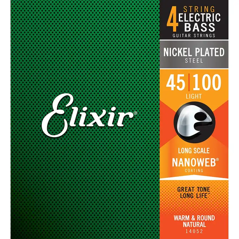 Elixir 14052 NANOWEB 4-String Light/Long Scale Electric Bass Strings (45-100) Top Rated