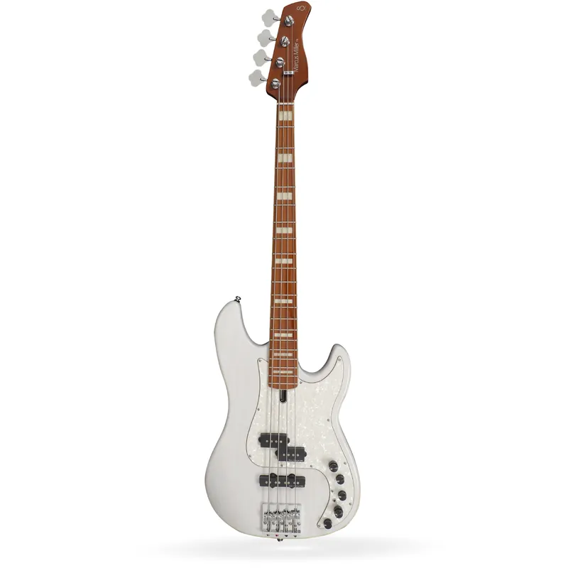 New Release Sire Marcus Miller P8 Swamp Ash P/J 4-String Bass, White Blonde, Roasted Maple Fretboard