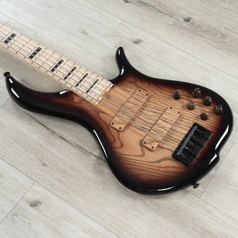 F-Bass BN5 5-String Bass, Maple Fretboard, Ash Body, Brown Burst & Black Grain Holiday Sale