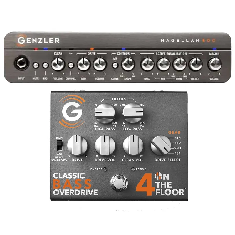 Genzler MG-800 Magellan 800 800-Watt Bass Amp Head w/ 4 On The Floor Classic Bass Overdrive Pedal Luxury