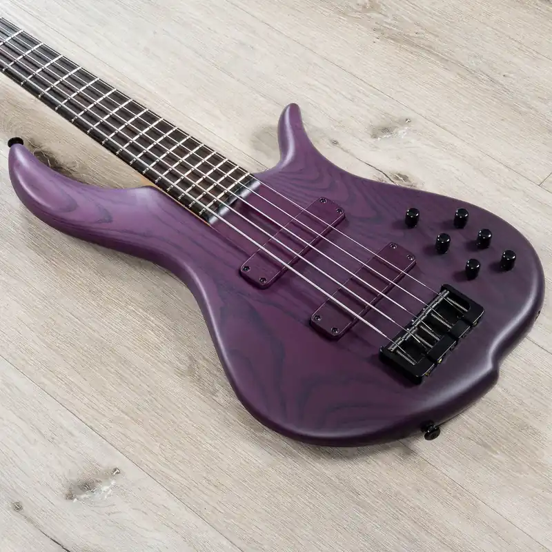 Fan Favorite F-Bass BN5 5-String Bass, Macassar Ebony Fretboard, Ash Body, Matte Purple Fade
