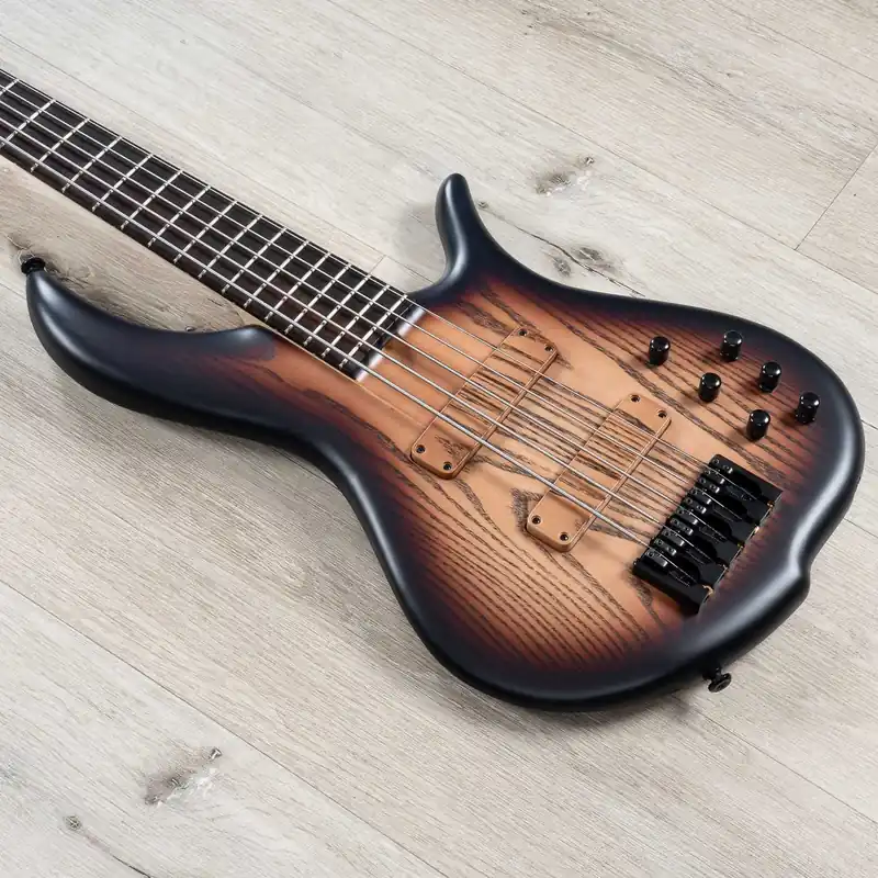 F-Bass BN5 5-String Bass, Macassar Ebony Fretboard, Ash Body, Brown Burst Matte Premium