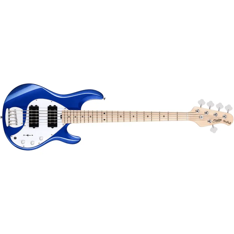 Hot Picks Sterling by Music Man StingRay 5 RAY5 HH 5-String Bass, Maple Fretboard, Cobra Blue
