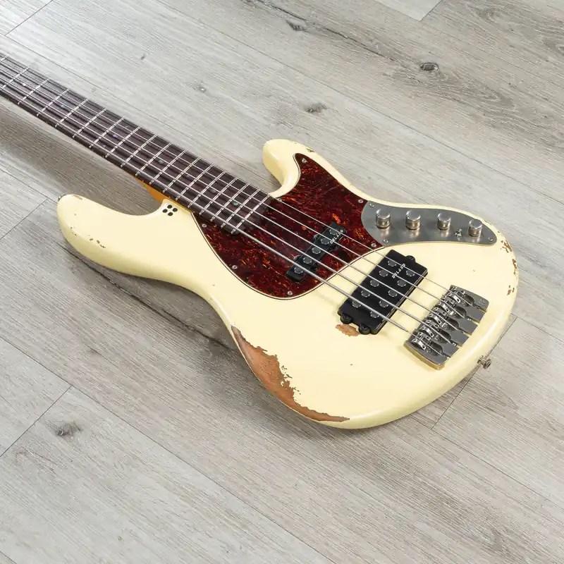 New Arrival Sandberg California TM-5 5-String Bass, Rosewood Fretboard, Delano Pickups, Hardcore Aged Creme