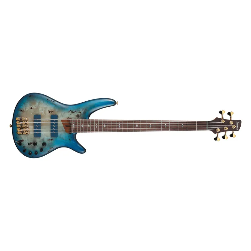 Ibanez SR6605 SR Prestige 5-String Bass, Rosewood Fretboard, Nordstrand Pickups, Ghost Fleet Blue Burst Top Pick