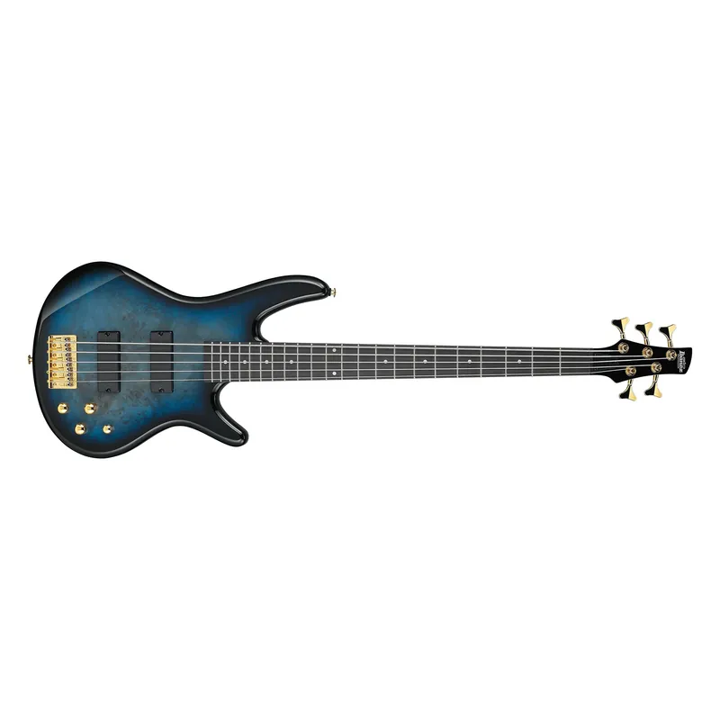 Clearance Ibanez GSR205PC SR 5-String Bass, Purpleheart Fretboard, Transparent Marine Burst