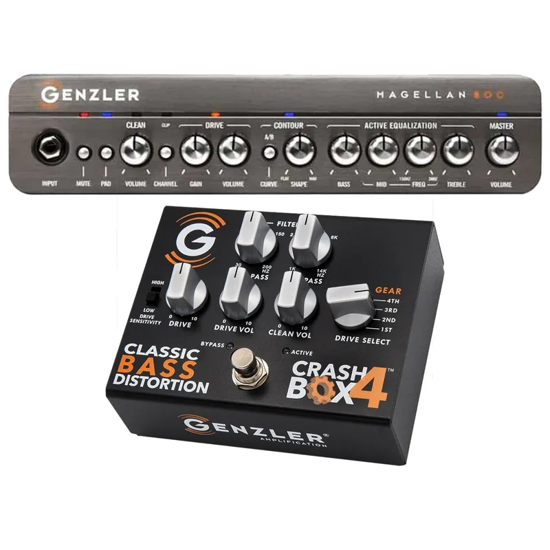 Buy Online Genzler MG-800 Magellan 800 800-Watt Bass Amp Head w/ Crash Box 4 Classic Bass Distortion Effects Pedal