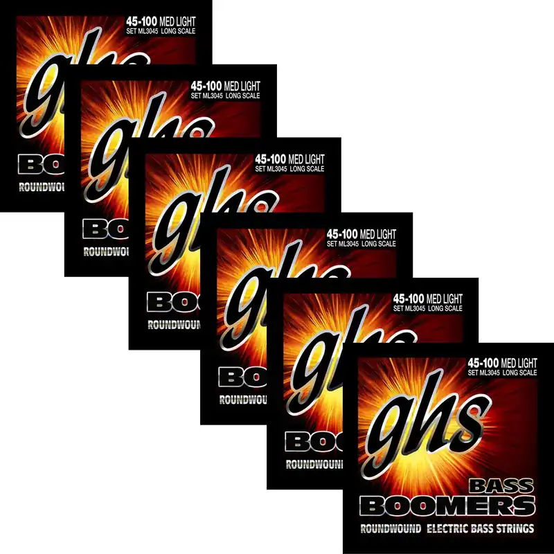 6 Sets GHS ML3045 Boomers Medium Roundwound Light Electric Bass Strings 45-100 Express Delivery