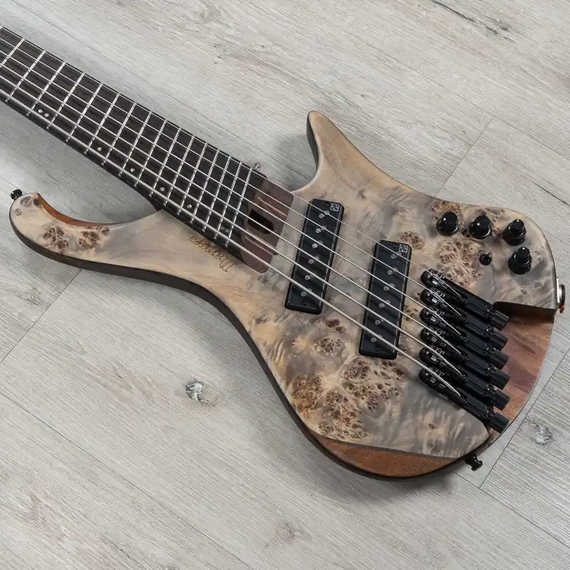 Ibanez EHB1506MSBIF EHB Ergonomic Headless 6-String Multi-Scale Bass Guitar, Panga Panga Fingerboard, Black Ice Flat Warranty Included
