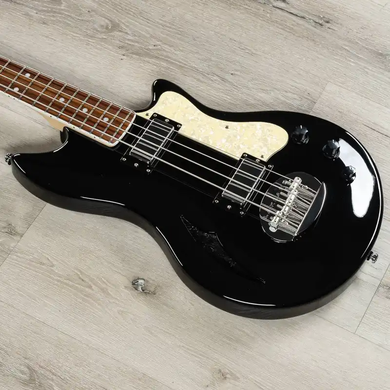 Low Price Lakland SHB30-BK Skyline Hollowbody-30 Short-Scale Bass Guitar, Pau Ferro Fretboard, Black